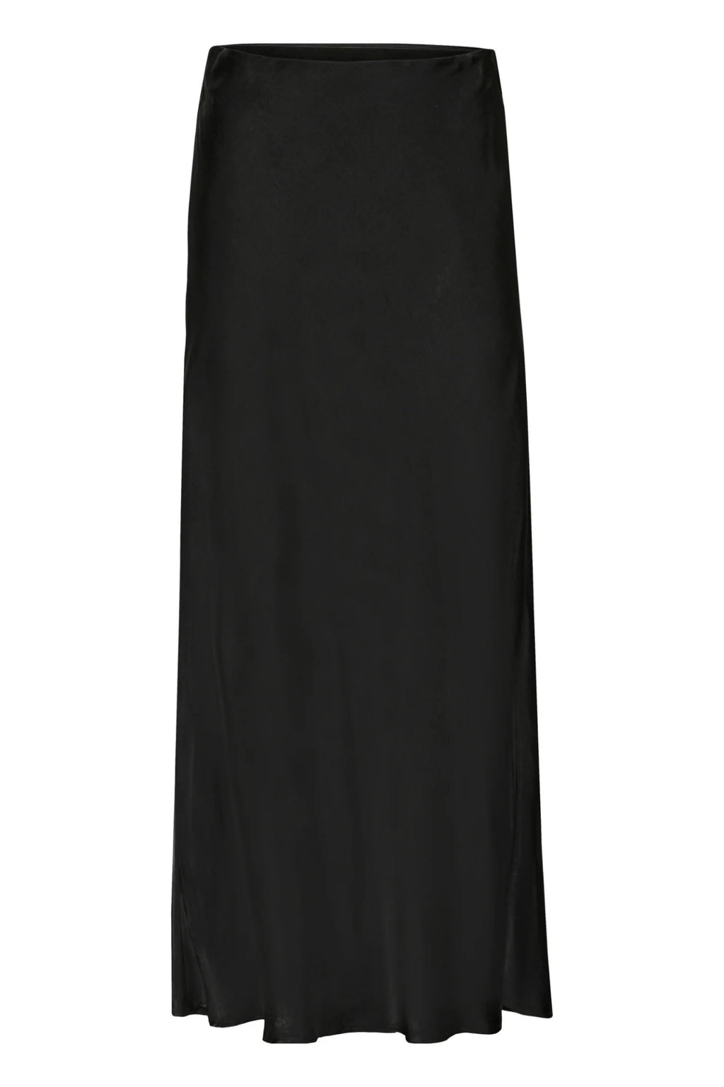 Fransa Floren black maxi skirt with flattering satin finish and sleek drape, made in a viscose blend