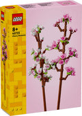 LEGO Cherry Blossoms set packaging with pink background and LEGO logo.