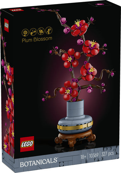 LEGO Botanicals Plum Blossom set packaging on a black background