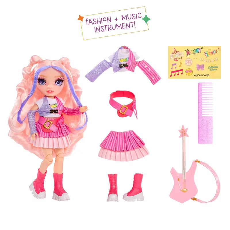 Rainbow High Jr High Rock Band Bella – 9” Pink Fashion Doll