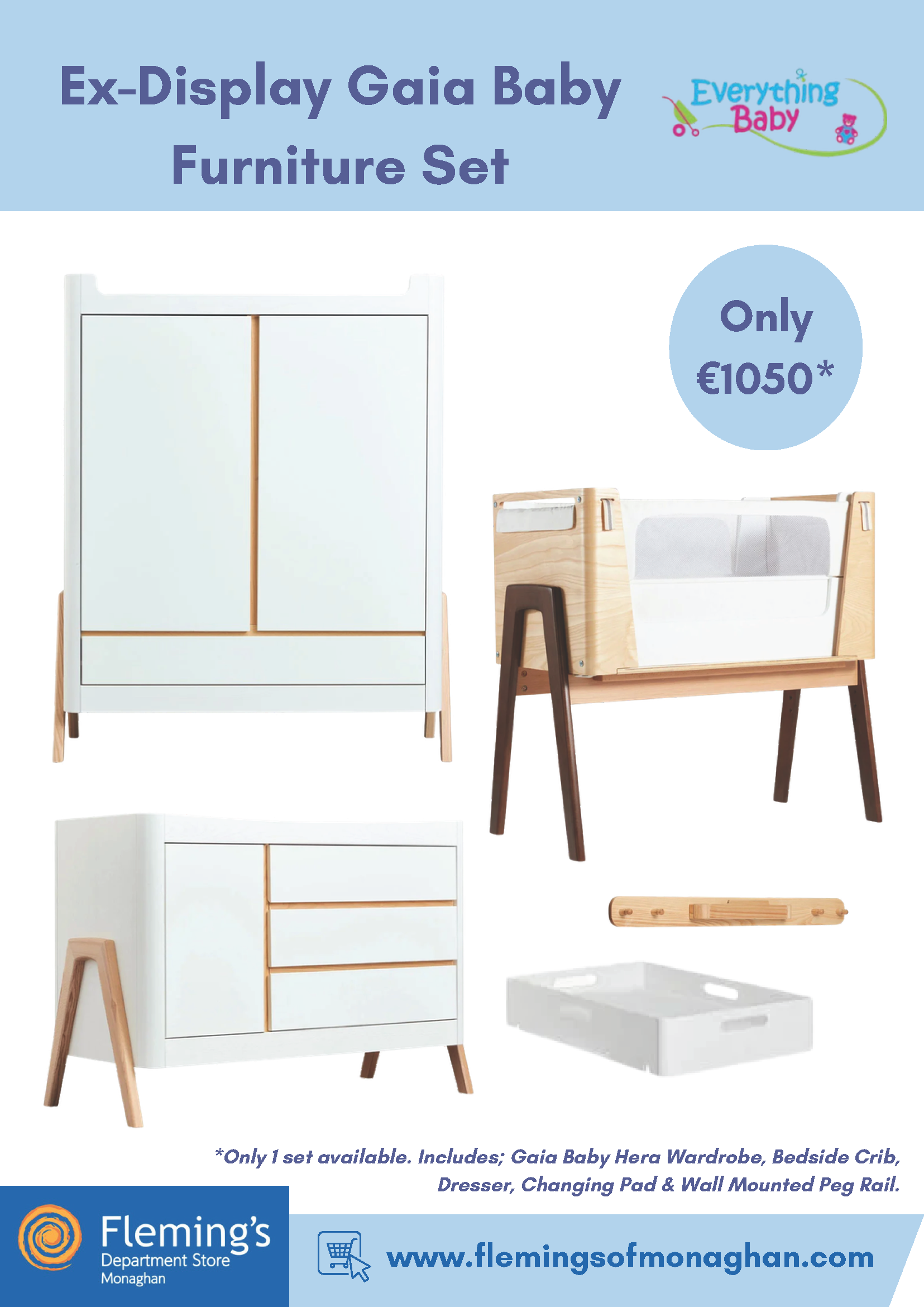 Ex-Display Gaia Baby Furniture Set | Nursery Furniture Bundle