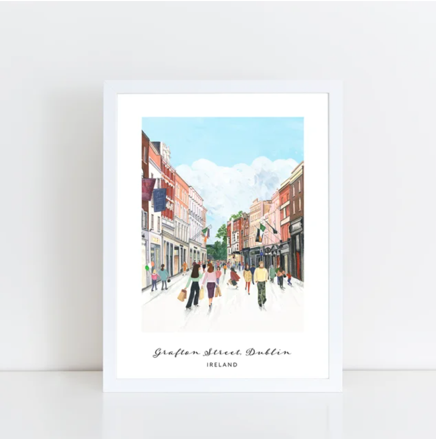 Grafton Street Dublin Print | Archival Dublin Wall Art | Hairy Fruit Art