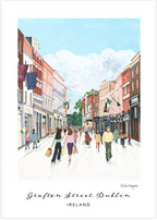 Grafton Street Dublin Print | Archival Dublin Wall Art | Hairy Fruit Art