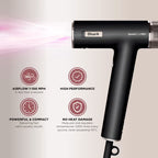 Shark hair dryer with features highlighted on a light background