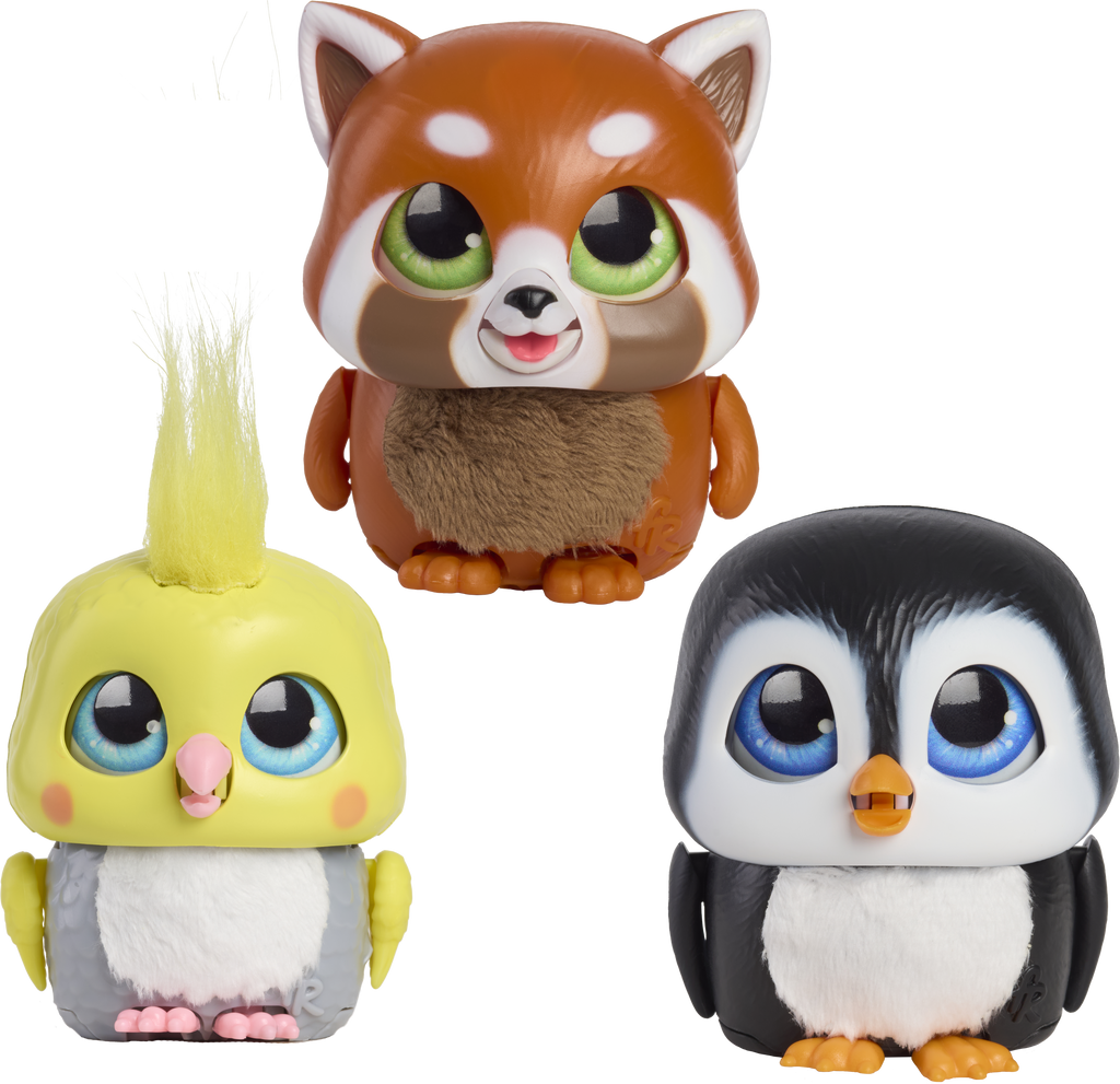 Three small animal figurines on a white background