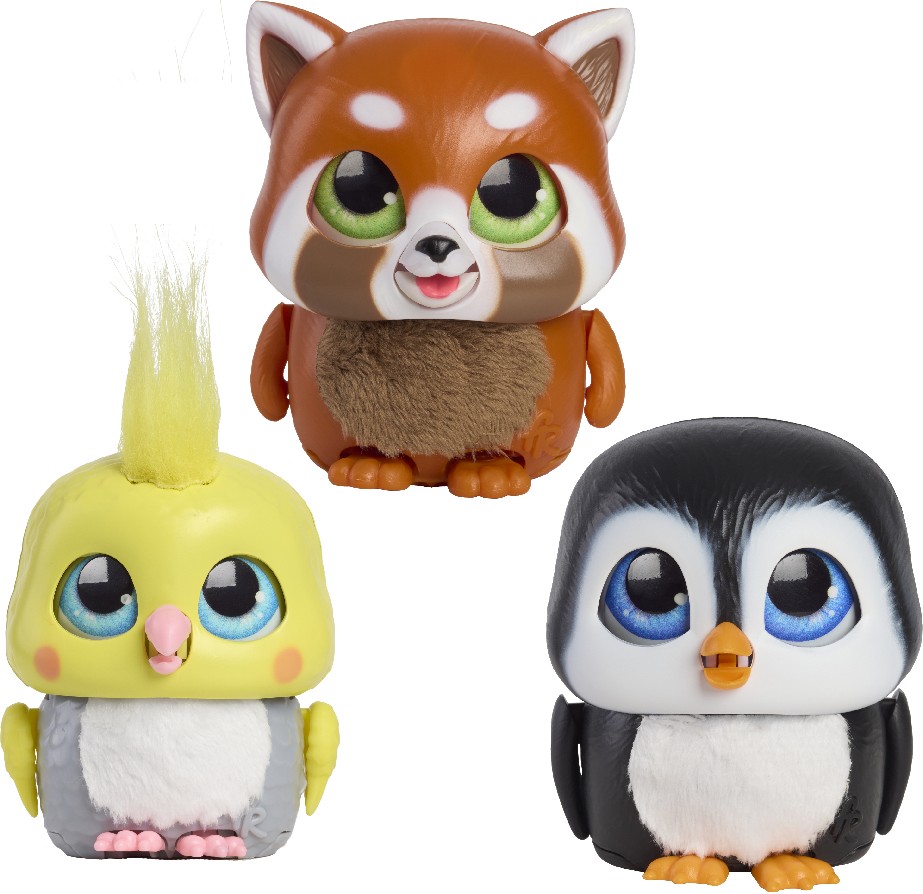 Three small animal figurines on a white background