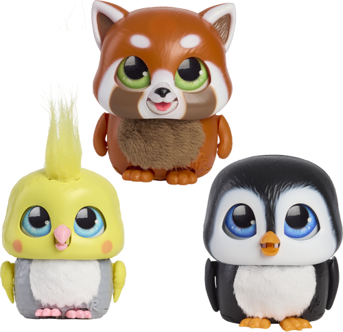 Three small animal figurines on a white background