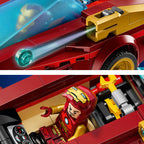 LEGO Marvel 76310 Iron Man sports car and Black Panther aircraft with minifigures Iron Man, Black Panther, Red Hulk & Dum‑E