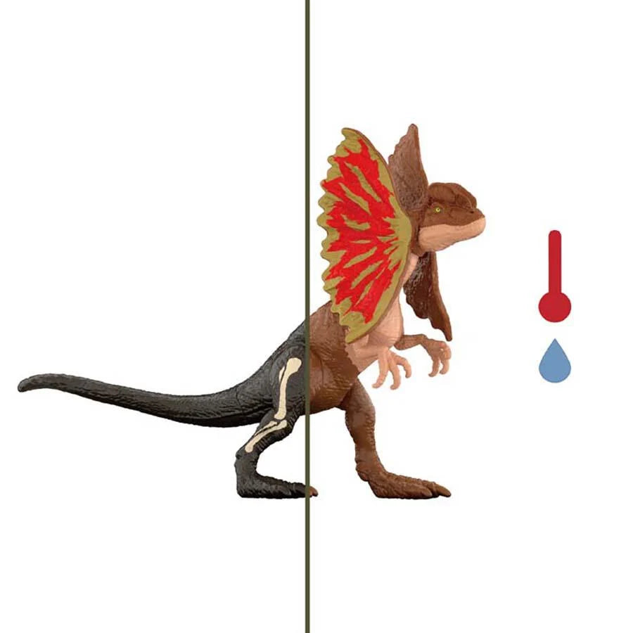 Toy dinosaur figure with a colorful wing on a white background