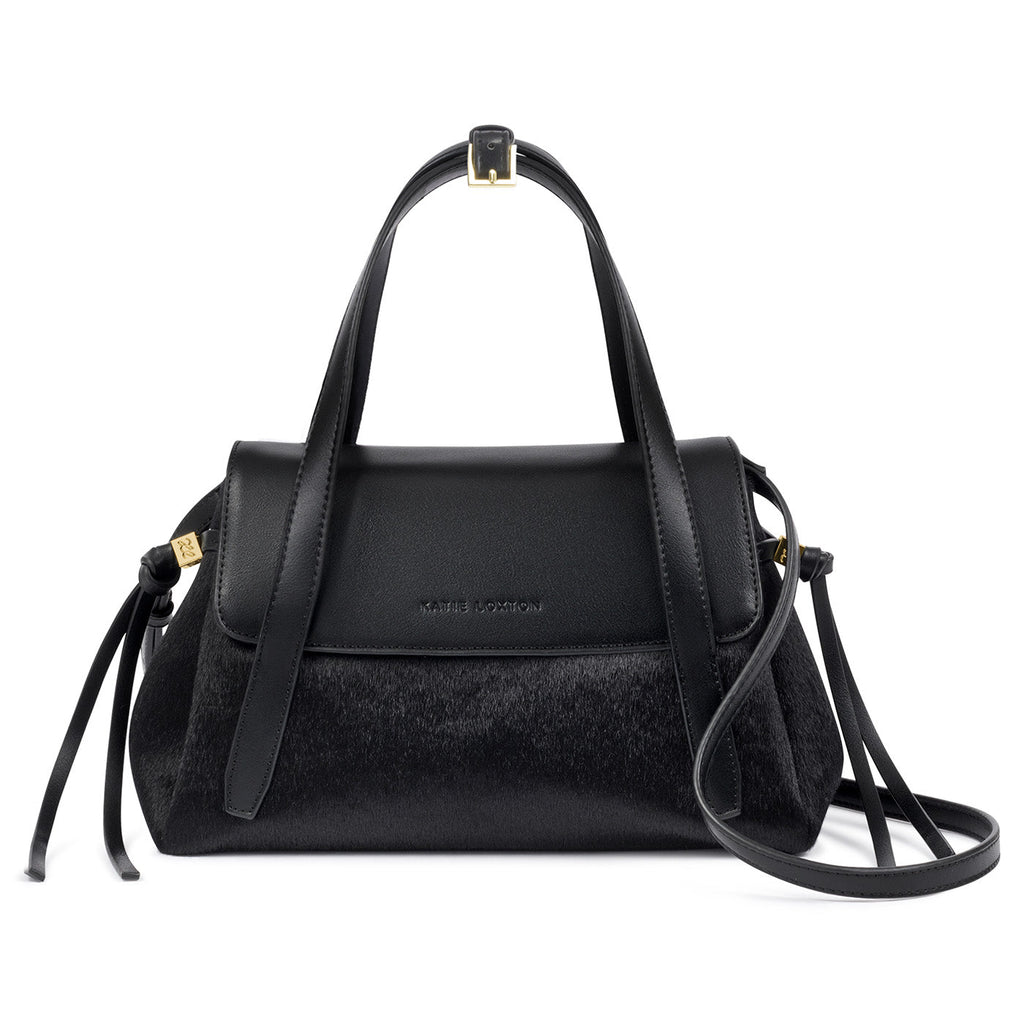 Alyssa Faux Pony Top Handle Bag in Black - image 2