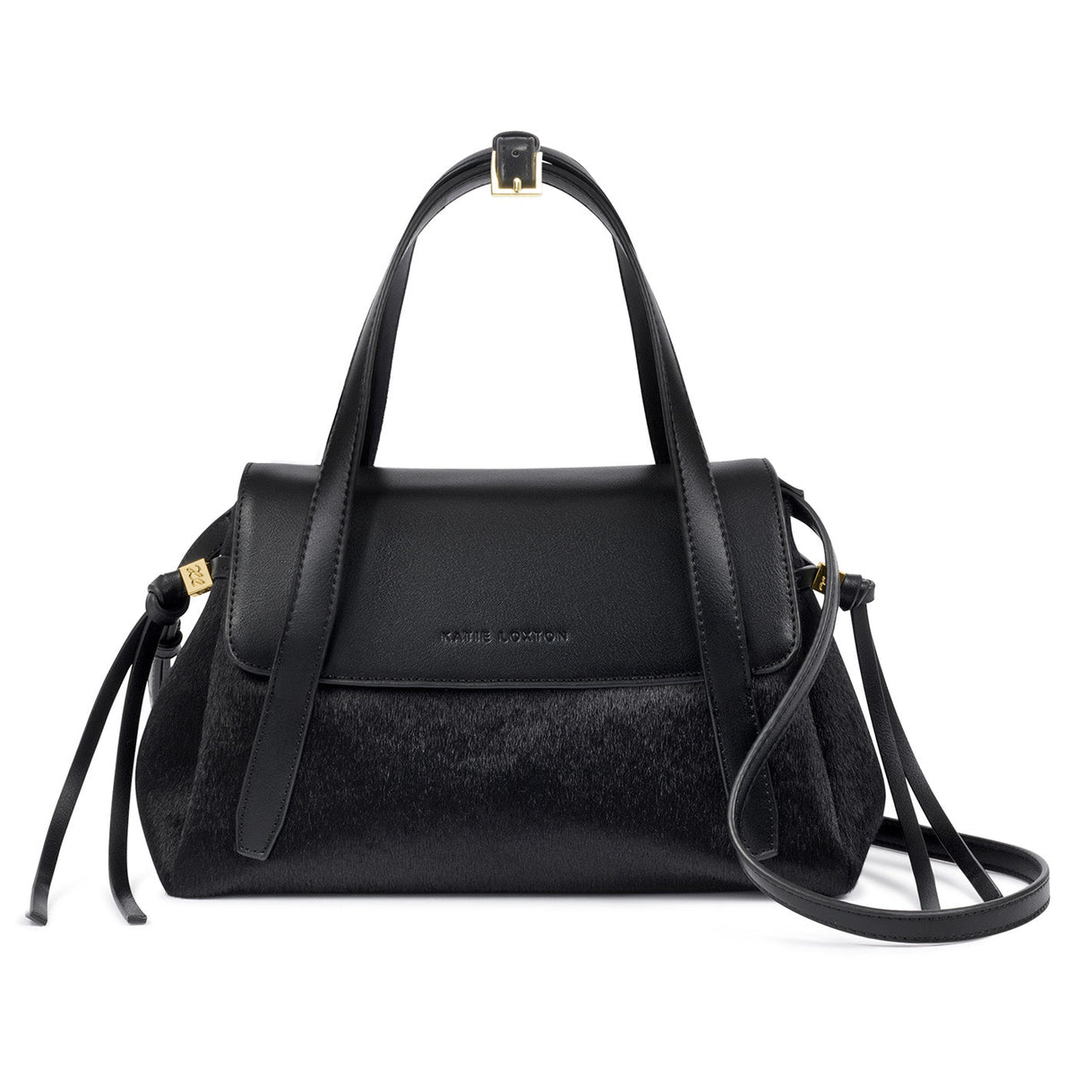 Alyssa Faux Pony Top Handle Bag in Black - image 2