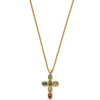 Green Agate Cross Waterproof Gold Necklace - image 5