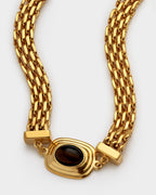 Tiger's Eye Waterproof Gold Button Bracelet - image 1