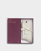 Gift Boxed Chunky Knit Heart Socks in Off White - image 1