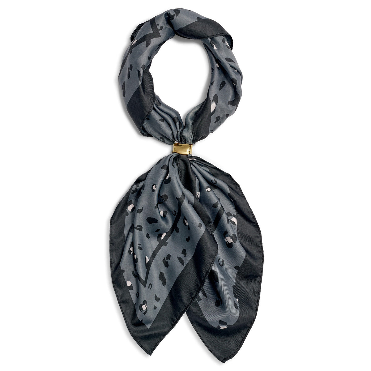 Leopard Satin Multiway Scarf in Navy and Black - image 2