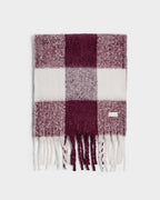 Recycled Checked Tassel Scarf in Cherry and Off White - image 1