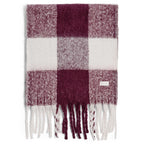 Recycled Checked Tassel Scarf in Cherry and Off White - image 2