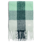 Recycled Checked Tassel Scarf in Green and Grey - image 2