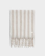 Recycled Striped Tassel Scarf in Off White and Sand - image 1