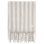 Recycled Striped Tassel Scarf in Off White and Sand - image 2