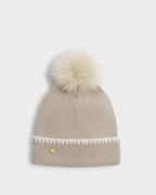 Whipstitch Pom Pom Knitted Hat in Taupe - image 1