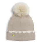 Whipstitch Pom Pom Knitted Hat in Taupe - image 2