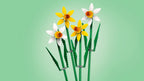 LEGO Daffodils 40747 botanical set with 2 yellow and 2 white buildable flowers, adjustable green stems and leaves