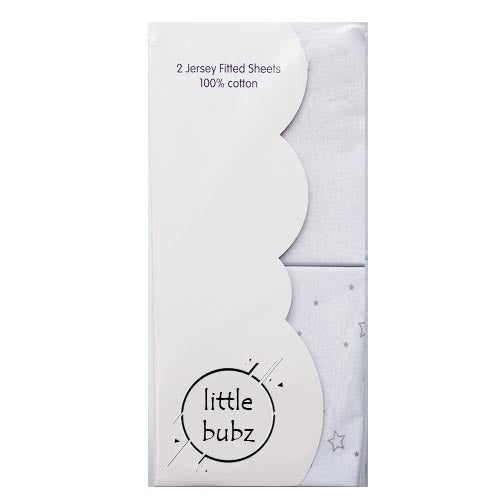 LittleBubz 2 Pack Cot Bed Fitted Sheets | 100% Cotton Jersey