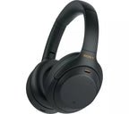Black Sony headphones on a white background