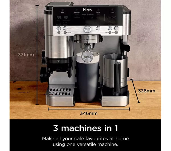 Ninja Luxe Café Premier Series ES601UK – Bean to Cup Coffee Machine with Milk Frother, Grinder & Barista Assist