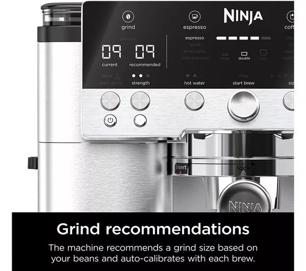 Ninja Luxe Café Premier Series ES601UK – Bean to Cup Coffee Machine with Milk Frother, Grinder & Barista Assist
