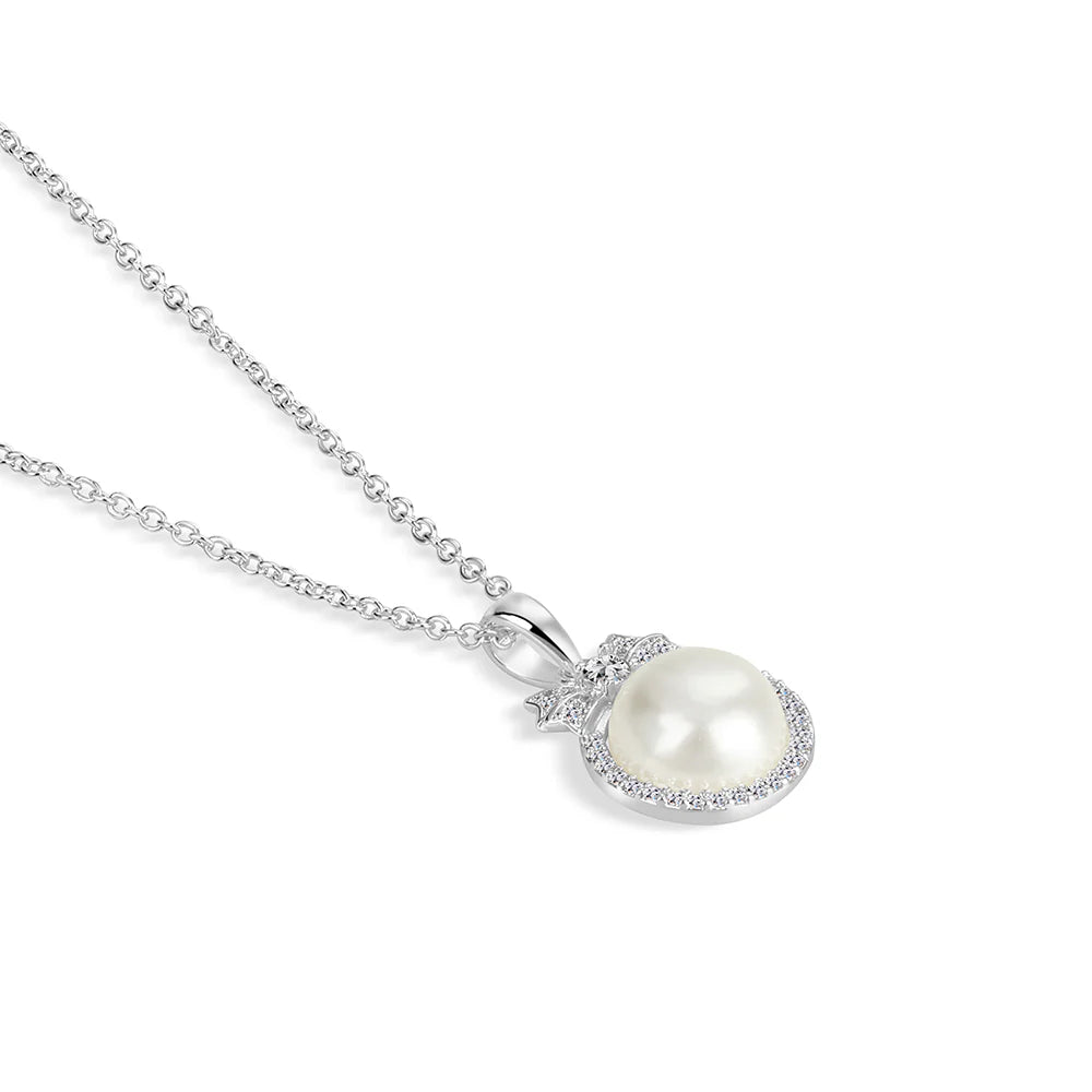 Newbridge Silverware Silver Pearl & CZ Pendant | Flemings Monaghan