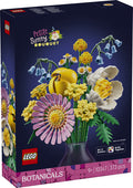 LEGO Botanicals Petite Sunny Bouquet set packaging on a dark blue background