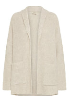 Beige cardigan with pockets on a white background