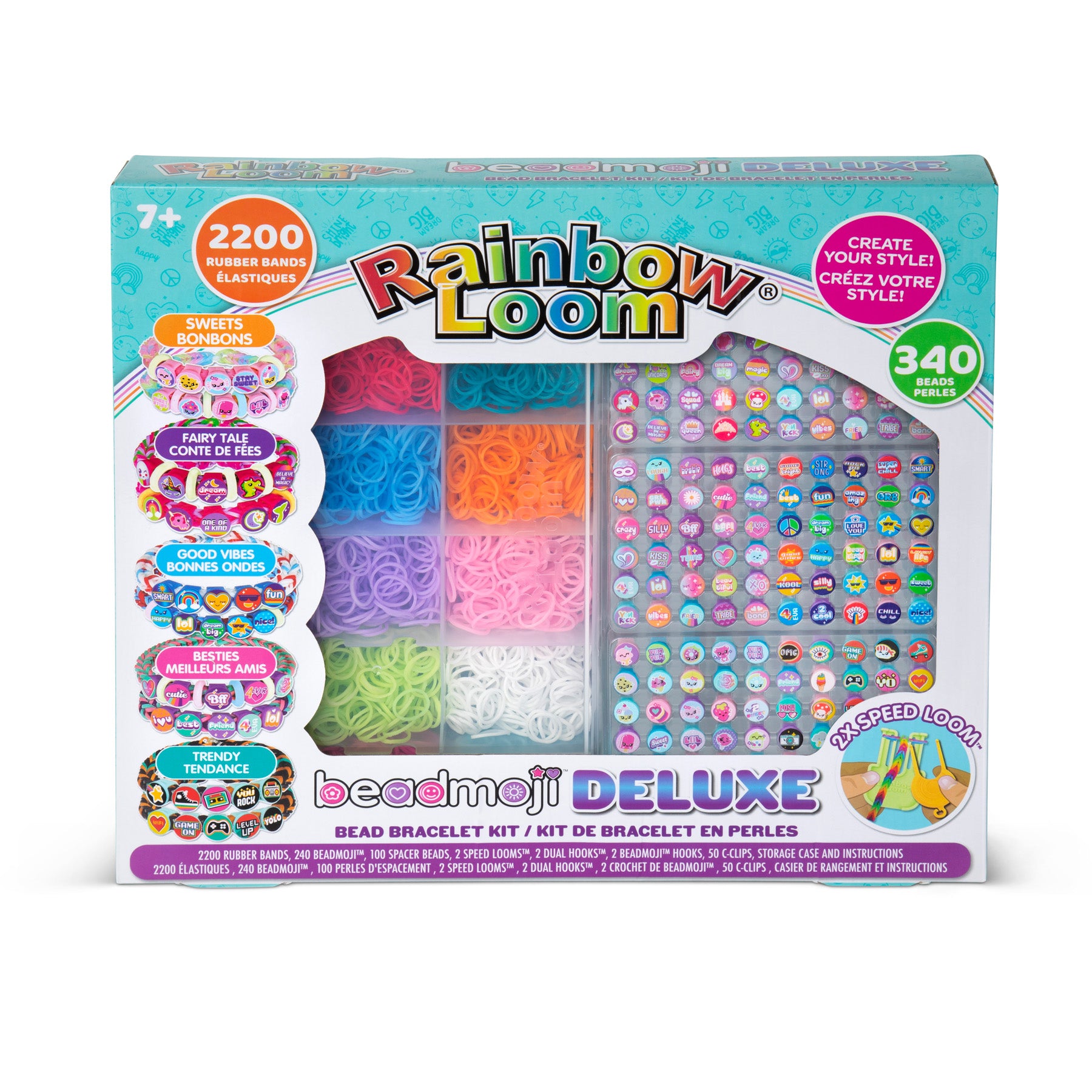 Rainbow Loom Beadmoji Deluxe bead bracelet kit packaging on a white background