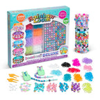 Rainbow Loom Beadmoji Deluxe kit with packaging and colorful rubber bands on a white background