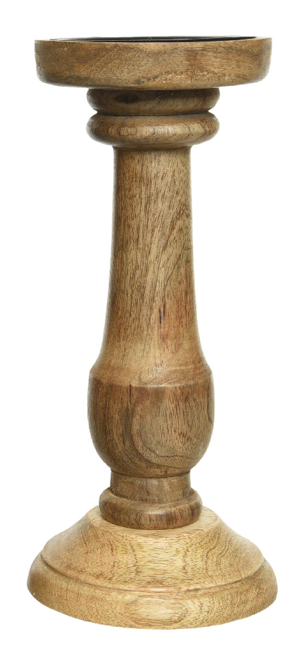 Wooden candle holder on a white background