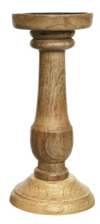Wooden candle holder on a white background