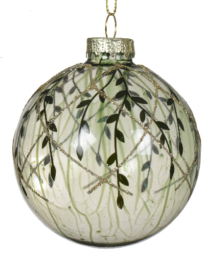 Elegant Glass Christmas Baubles – Transparent with Branch Design