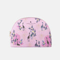 Sara Miller Basking Giraffes Medium Cosmetic Bag – tropical giraffe design with gold zip, navy lining, and luxury safari print