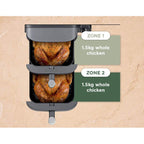 Air Fryer showing cooking a 1.5KG chicken in both draws