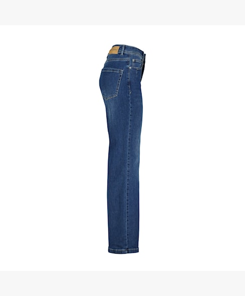 side view of colette dark stone jeans on a white background