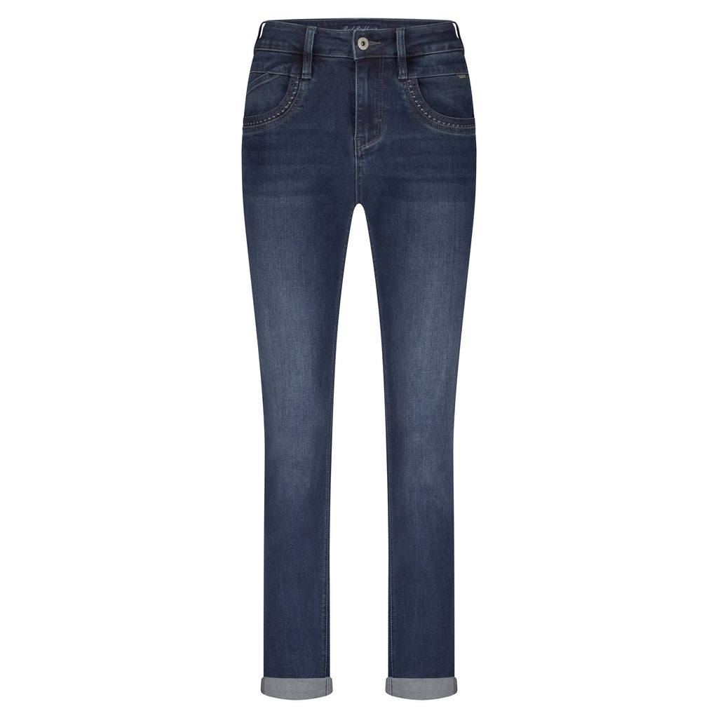 Red Button Kate Embroidery straight-leg jeans in Dark Stone 