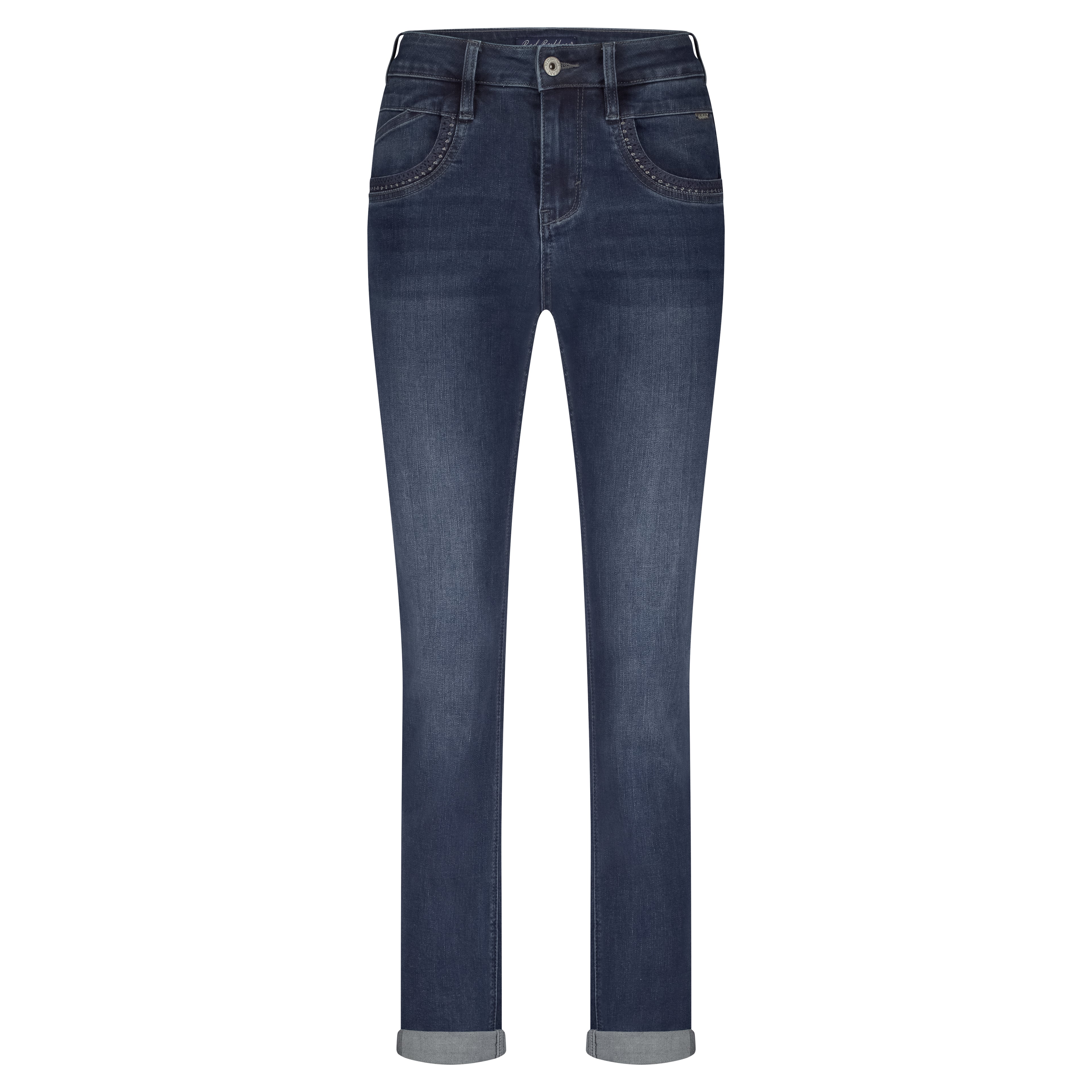 Red Button Kate Embroidery straight-leg jeans in Dark Stone 