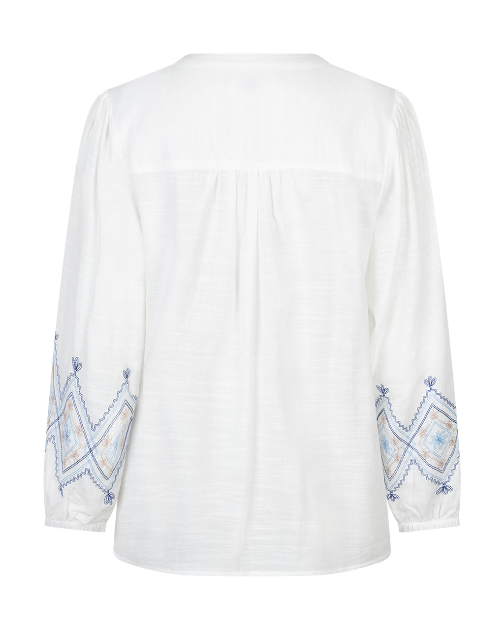 Red Button Embroidered Blouse | Blue Multi