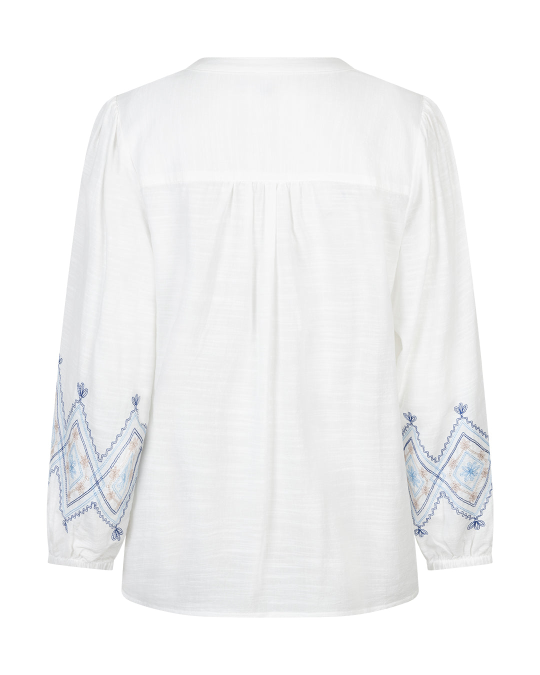 Red Button Embroidered Blouse | Blue Multi