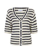 Red Button - Stripe Sequin Cardigan | Pearl & Dark Blue