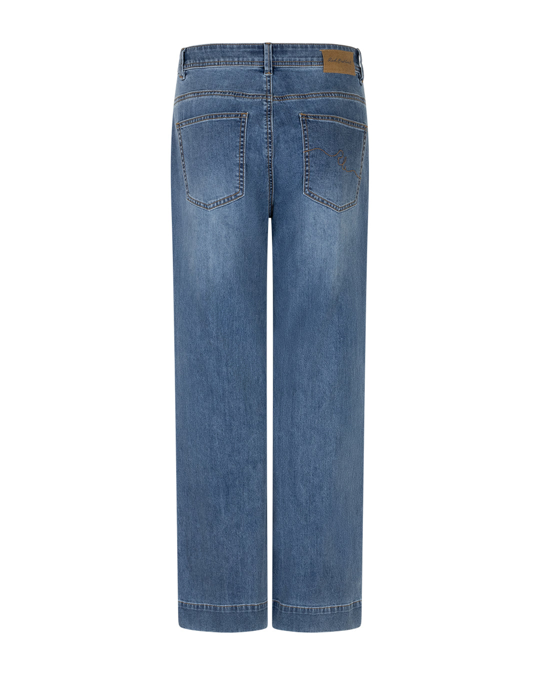 Colette Red Button High Rise Wide Leg Jeans | Slanted Pockets