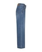 Colette Red Button High Rise Wide Leg Jeans | Slanted Pockets