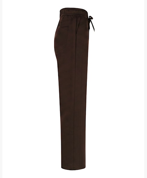 A pair Colette Scuba Wide Leg Jeans in Espresso shown from a side profile view against a plain white background.